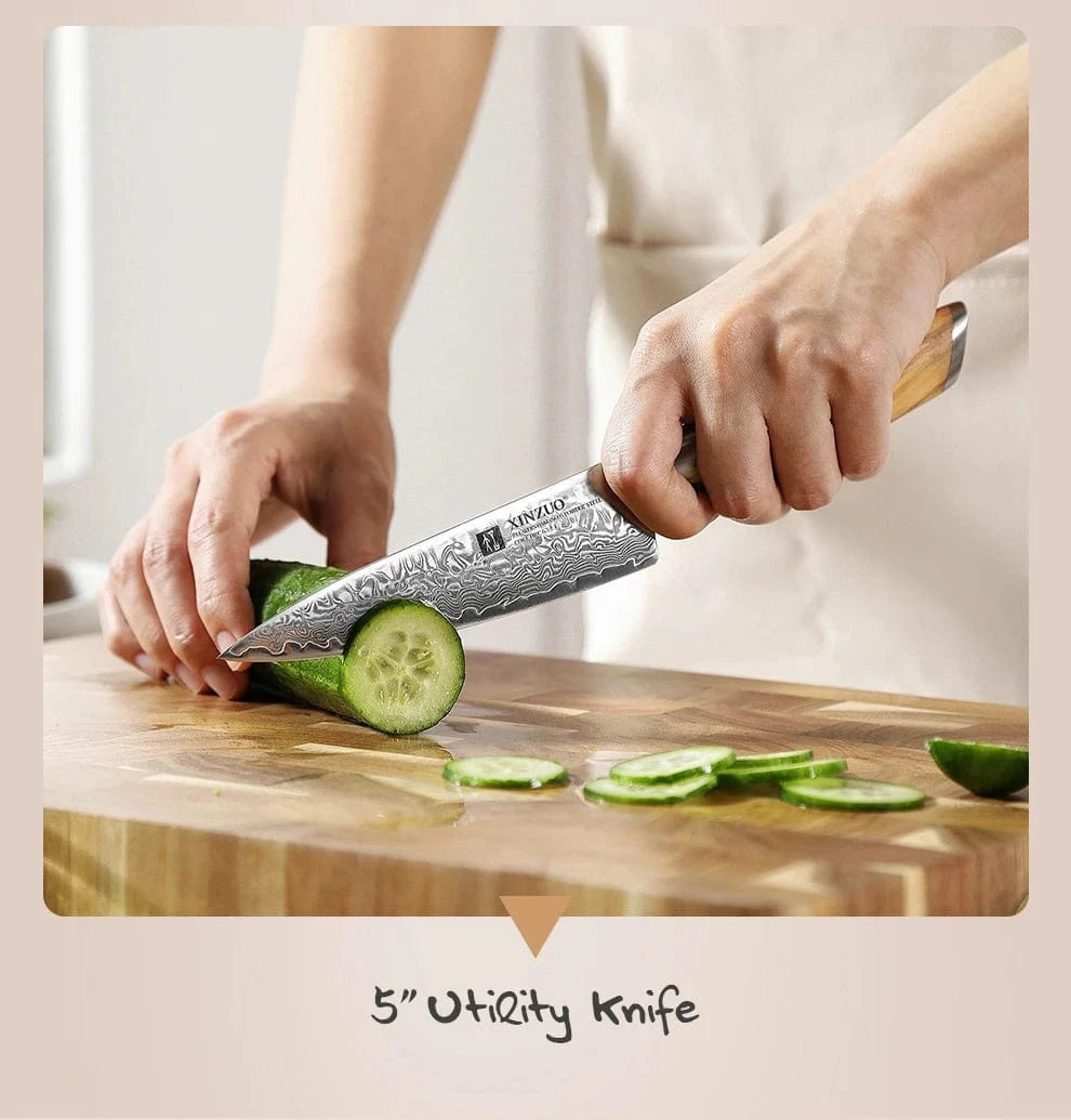 China Knife Set XINZUO 3PCS Knife Set 73 Layers Damascus Steel Razor Sharp Blade