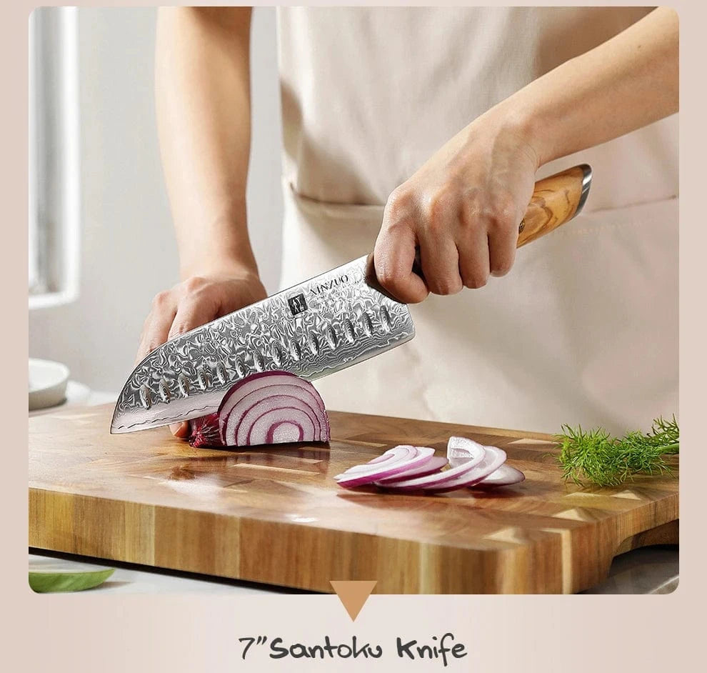 China Knife Set XINZUO 3PCS Knife Set 73 Layers Damascus Steel Razor Sharp Blade