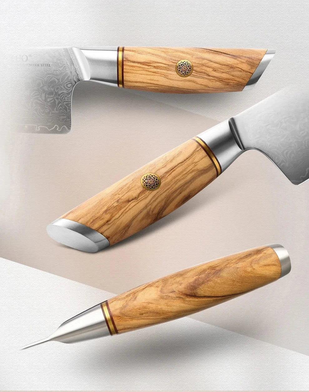 China Knife Set XINZUO 3PCS Knife Set 73 Layers Damascus Steel Razor Sharp Blade