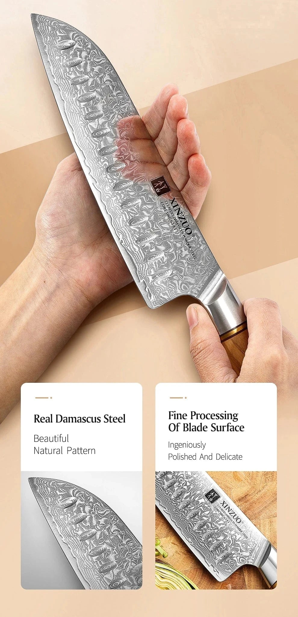 China Knife Set XINZUO 3PCS Knife Set 73 Layers Damascus Steel Razor Sharp Blade