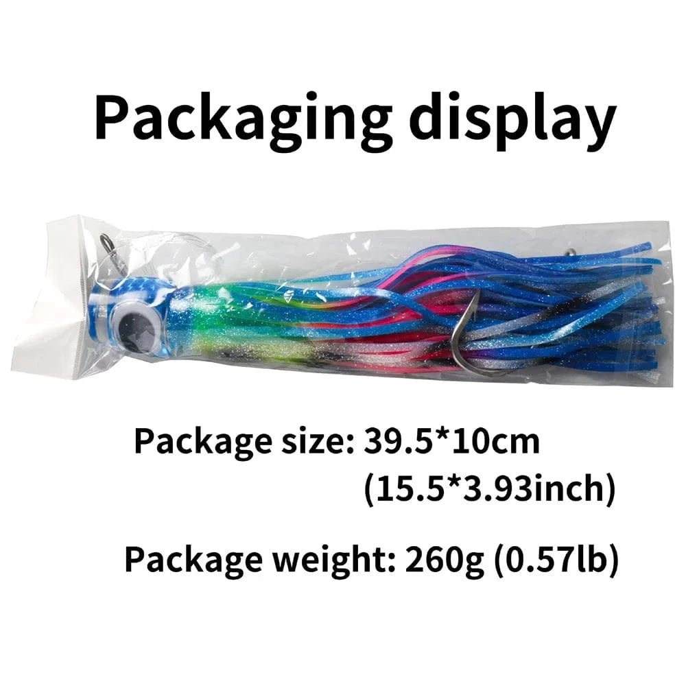 China LURES 1pc Deep Sea Trolling Skirt Tuna Lures 34cm 260g/13.4inch 9oz Boat Fishing Tackle Saltwater Lures for Mahi Marlin Wahoo Billfish