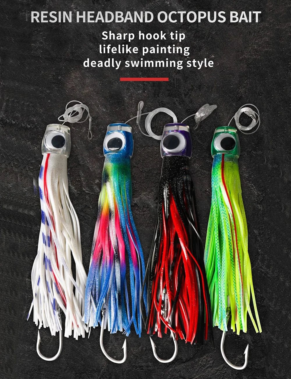 China LURES 1pc Deep Sea Trolling Skirt Tuna Lures 34cm 260g/13.4inch 9oz Boat Fishing Tackle Saltwater Lures for Mahi Marlin Wahoo Billfish