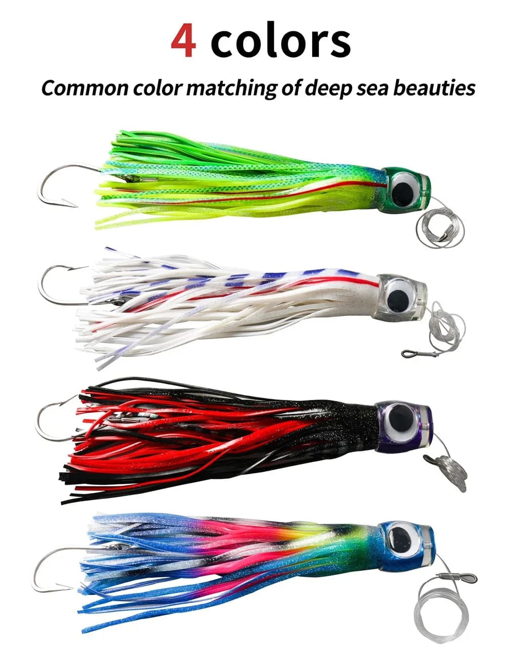 China LURES 1pc Deep Sea Trolling Skirt Tuna Lures 34cm 260g/13.4inch 9oz Boat Fishing Tackle Saltwater Lures for Mahi Marlin Wahoo Billfish
