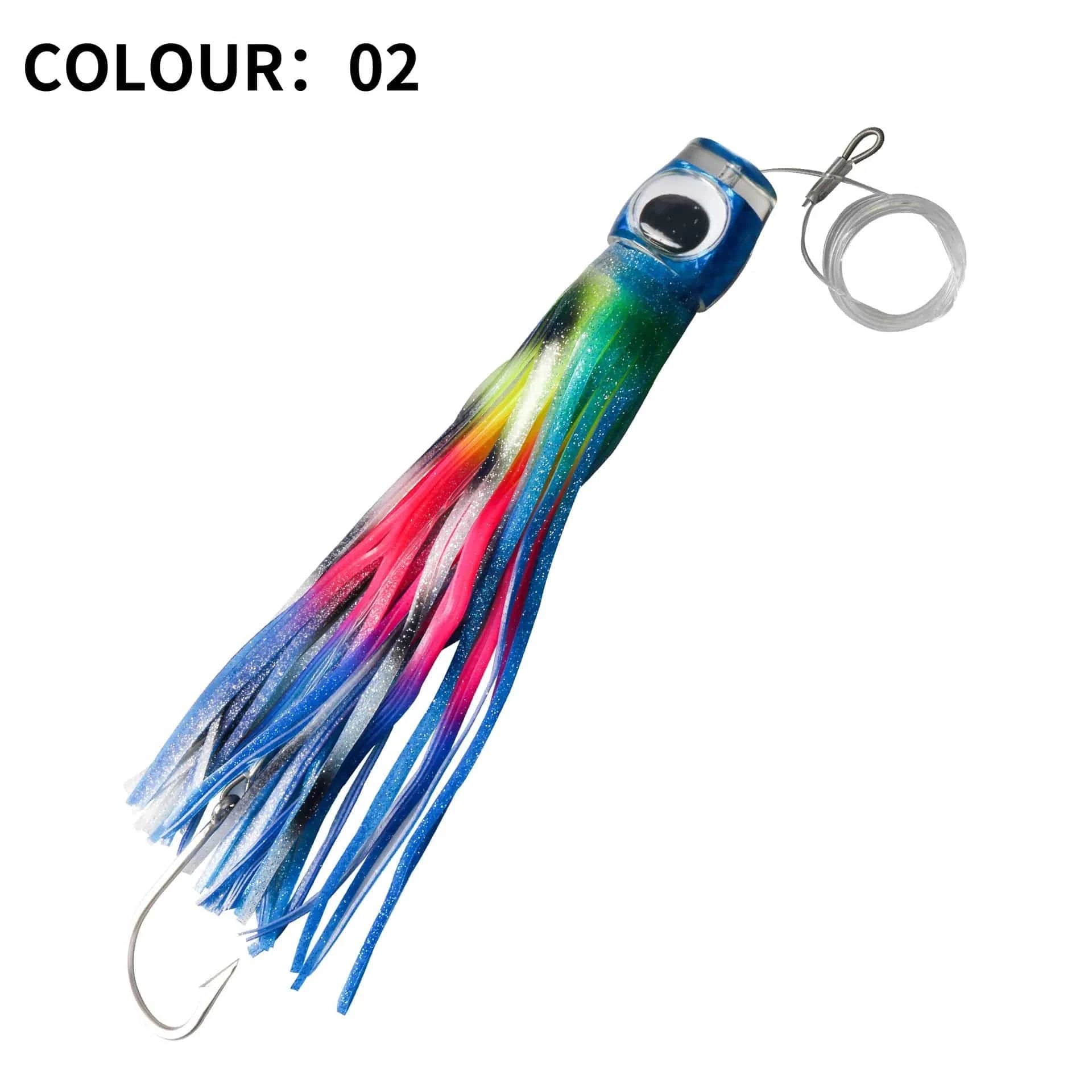 China LURES Color 2 1pc Deep Sea Trolling Skirt Tuna Lures 34cm 260g/13.4inch 9oz Boat Fishing Tackle Saltwater Lures for Mahi Marlin Wahoo Billfish