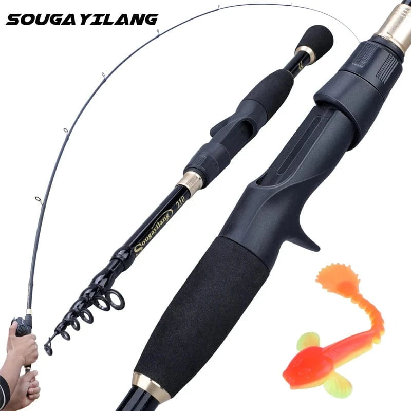 China Reels China 2.4M-Spinning rod Sougayilang 1.8-2.4m Telescopic Fishing Rods Ultralight Weight Spinning Casting Carbon Pole Fishing Accessories  Caña De Pescar