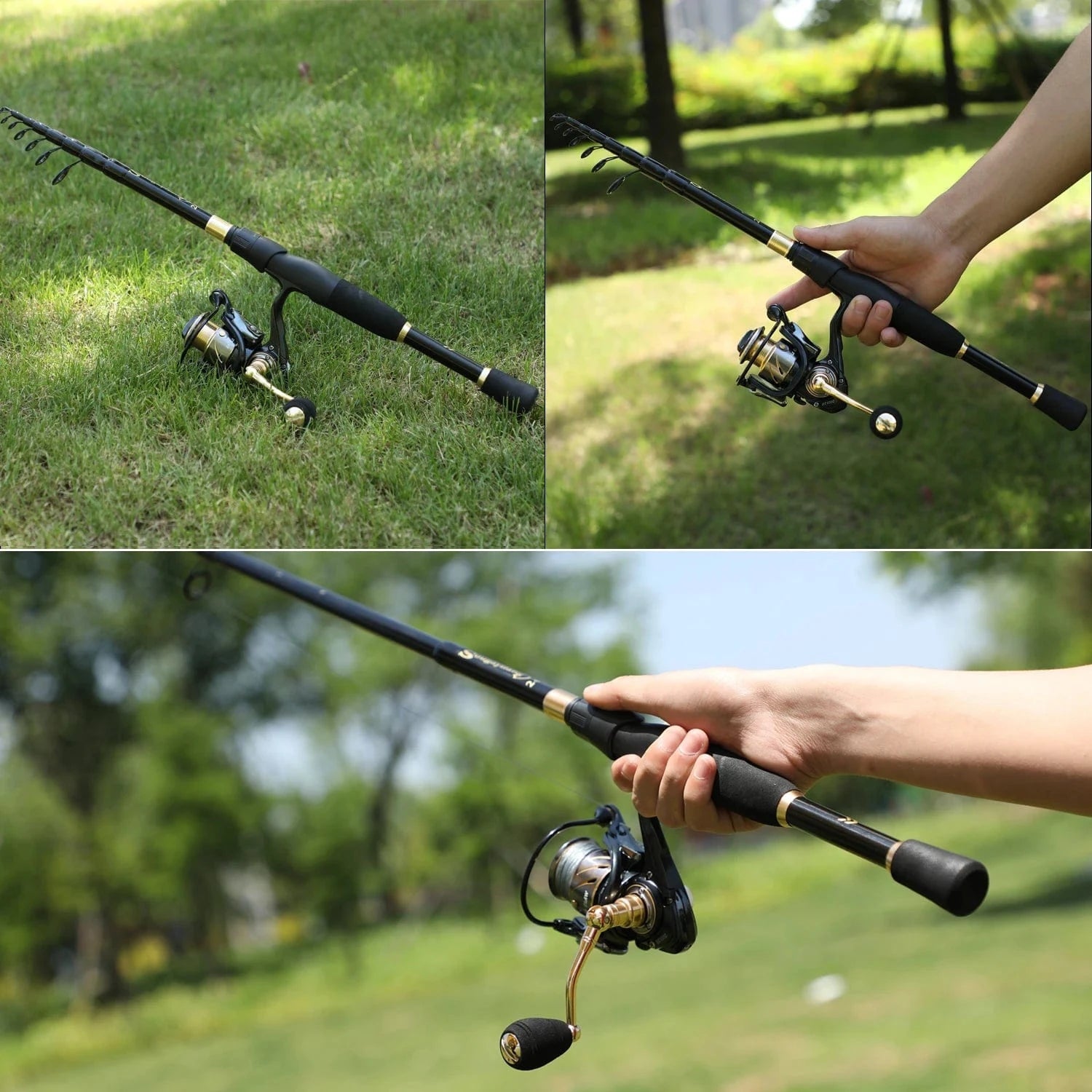 China Reels China Sougayilang 1.8-2.4m Telescopic Fishing Rods Ultralight Weight Spinning Casting Carbon Pole Fishing Accessories  Caña De Pescar