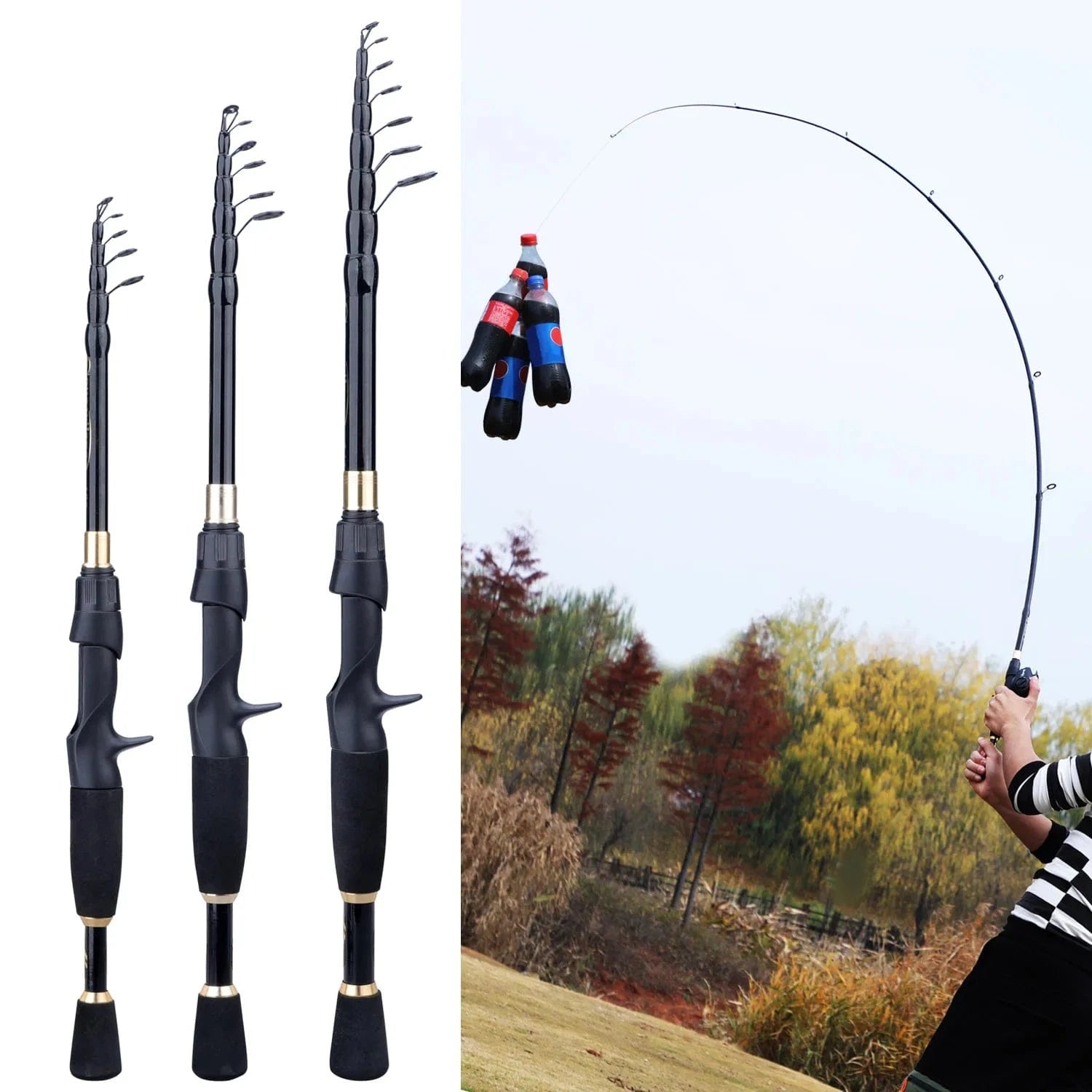 China Reels China Sougayilang 1.8-2.4m Telescopic Fishing Rods Ultralight Weight Spinning Casting Carbon Pole Fishing Accessories  Caña De Pescar