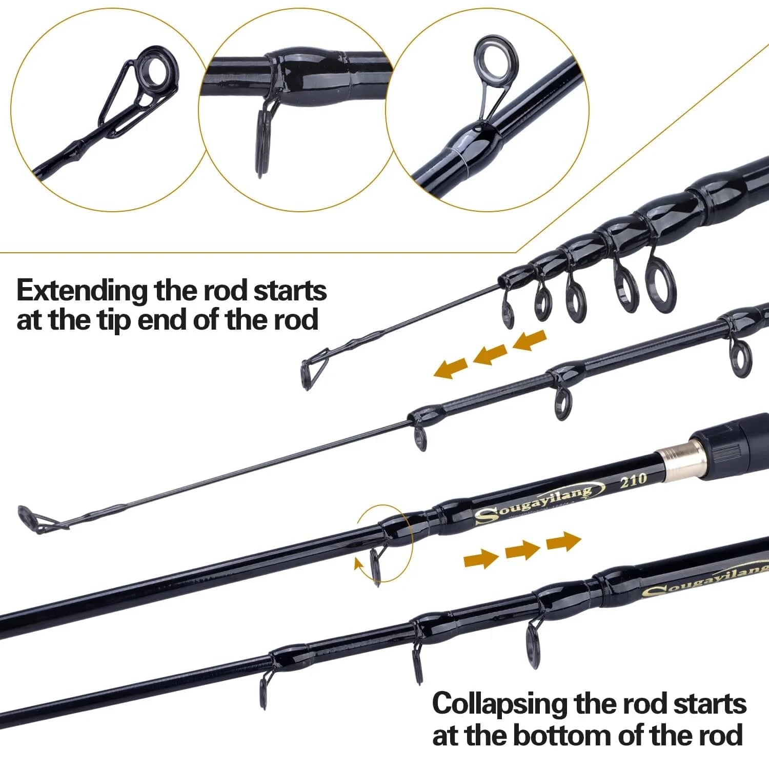 China Reels China Sougayilang 1.8-2.4m Telescopic Fishing Rods Ultralight Weight Spinning Casting Carbon Pole Fishing Accessories  Caña De Pescar