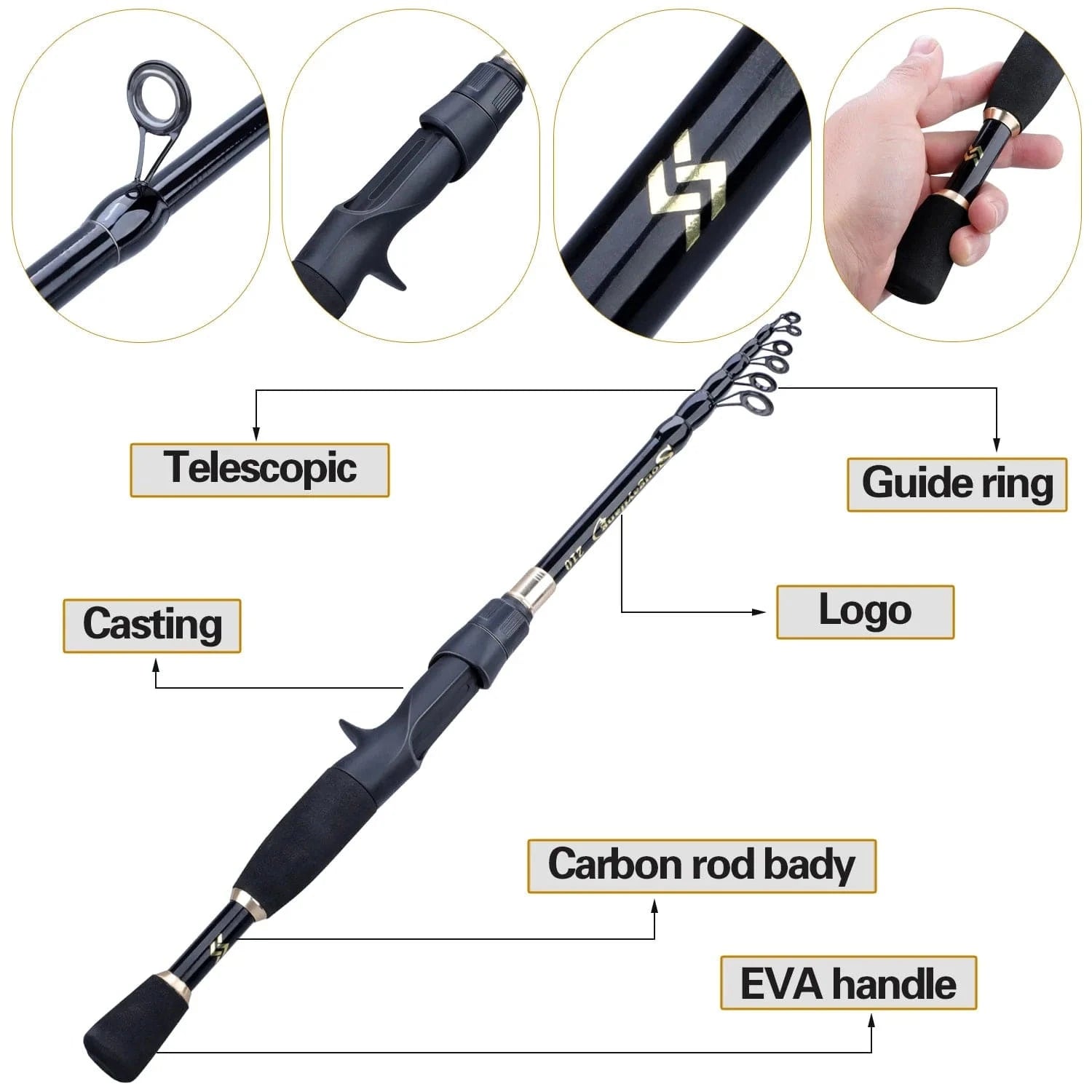 China Reels China Sougayilang 1.8-2.4m Telescopic Fishing Rods Ultralight Weight Spinning Casting Carbon Pole Fishing Accessories  Caña De Pescar