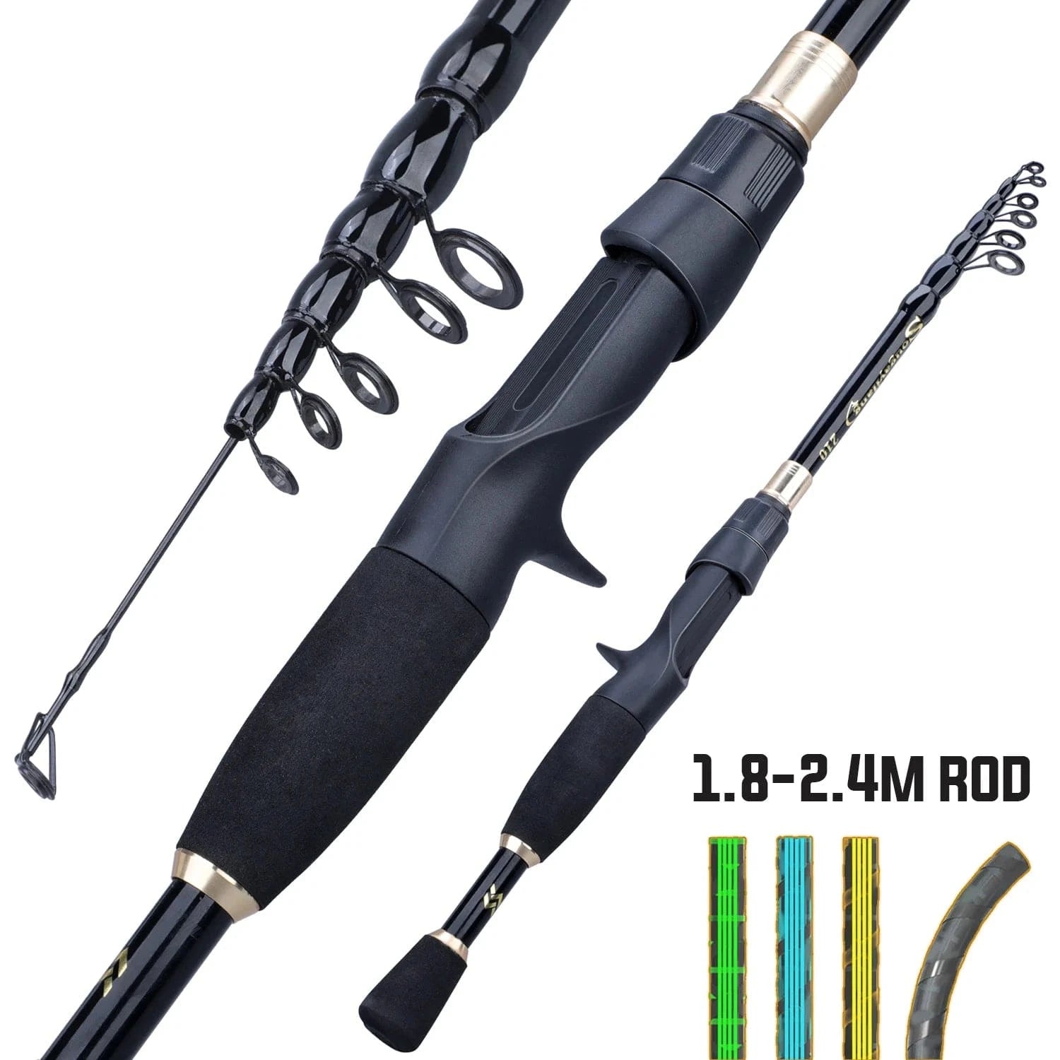 China Reels China Sougayilang 1.8-2.4m Telescopic Fishing Rods Ultralight Weight Spinning Casting Carbon Pole Fishing Accessories  Caña De Pescar