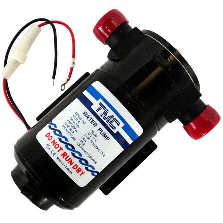 Circulation Pump 25L/min Continuous Rating 12V, self-priming water pump for high volume flow rates.