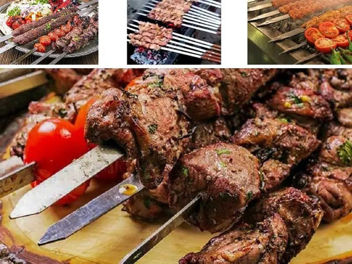 5 x BBQ Skewer Kabob Kabab Plain Medium Classic Flat wooden handle 59CM length by dealonline.co.nz