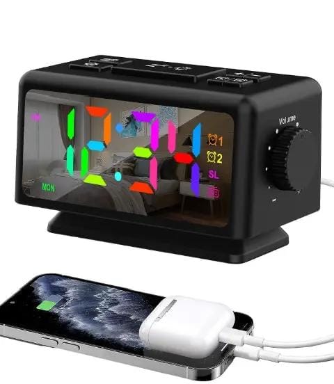 g8buynz Perpetual Calendar Fm Radio Alarm Clock Rgb Colorful Mirror Large Screen Display Perpetual Calendar Fm Radio Alarm Clock Rgb Colorful Mirror Large Screen Display