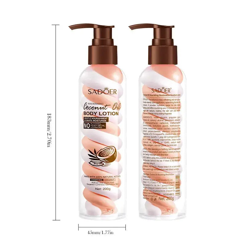 Poppy Gifts Skin Care SADOER Nourishing Coconut Oil Body Lotion 200g Hydrating Moisturizer SADOER Nourishing Coconut Oil Body Lotion 200g