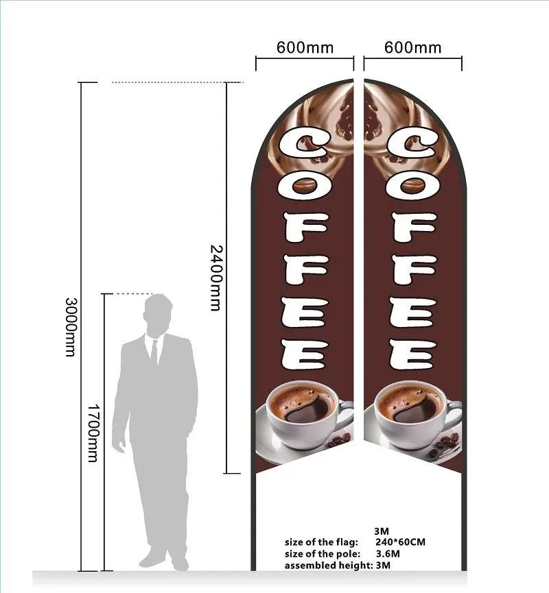 COFFEE RED Pre-print Double Sided Feather Banner Flag Business Commersial by dealonline.co.nz
