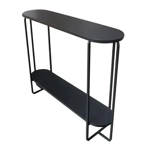 BroDeals hall table Colab Metal Hall Table Black Slim Console With Lower Shelf Colab Metal Hall Table Black Slim Console
