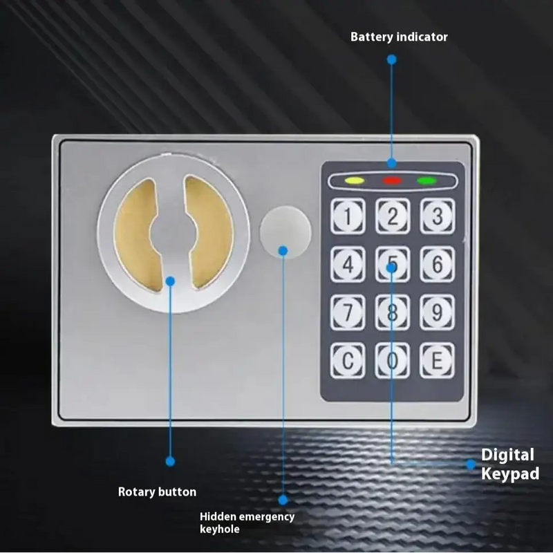 Compact Digital Safe with Key & Password by Habicare