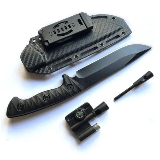 g8buynz Fixed Blade Knife with Kydex Sheath for Carries with Fire Starter, Compass, Whistle Fixed Blade Knife with Kydex Sheath for Carries with Fire Starter, Compass, Whistle