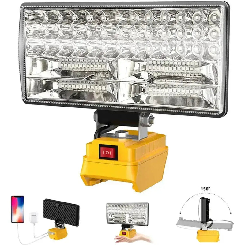 Cordless LED Work Light for 18V–20V Battery with USB Charging & Emergency Floodlight by Habicare