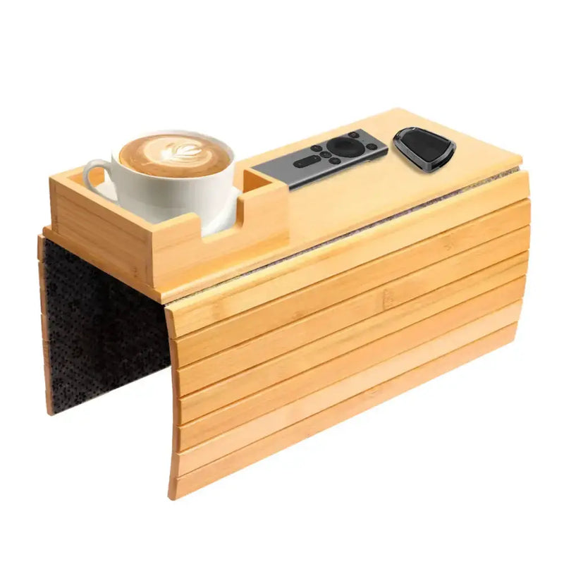 Habicare Wooden Sofa Armrest Tray with Cup Holder Wooden Sofa Armrest Tray with Cup Holder