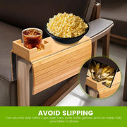 Habicare Wooden Sofa Armrest Tray with Cup Holder Wooden Sofa Armrest Tray with Cup Holder
