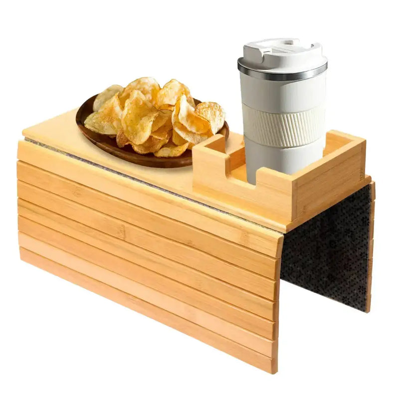 Habicare Wooden Sofa Armrest Tray with Cup Holder Wooden Sofa Armrest Tray with Cup Holder