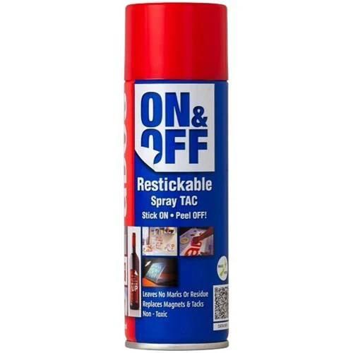 CRC ADOS On and Off Aerosol 550ml - Restickable spray adhesive for lightweight objects and easy application.