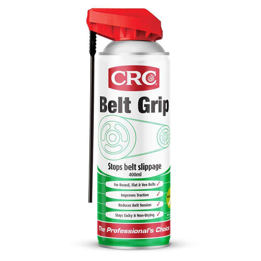 CRC Belt Grip Synthetic Dressing Aerosol 400ml 3081 for improved traction and reduced belt slippage.