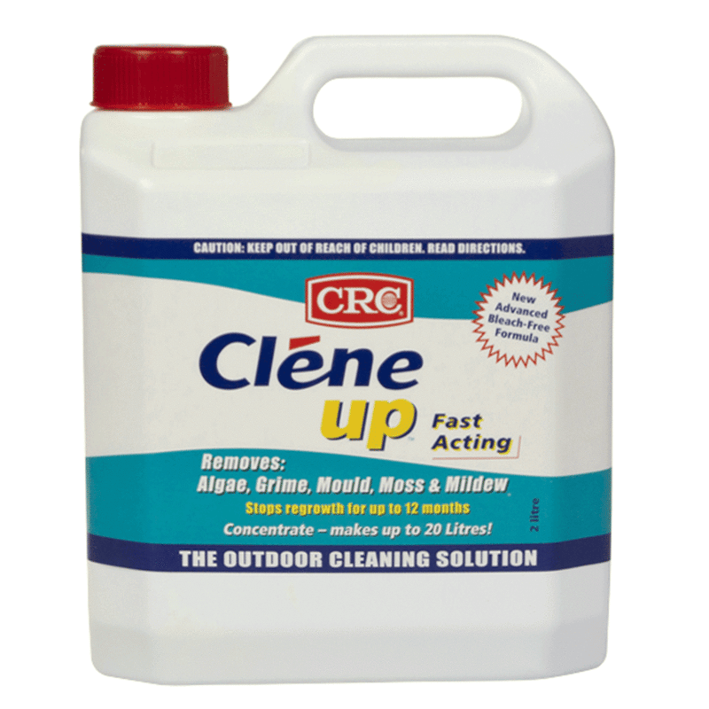 CRC Clene Up Fast Acting 5L 5903 bottle for removing algae, grime, mould, moss, and mildew with bleach-free formula.