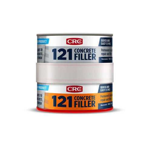CRC 121 Concrete Filler 750g 1751844 can, featuring permanent watertight repair and smooth finish.