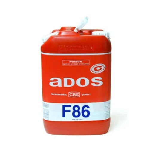 ADOS F86 Red 20L multi purpose contact adhesive in a red 20L container with label.