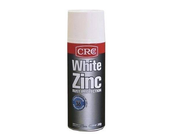 CRC Coloured Zinc 400ml  White - Heavy-duty anti-corrosive coating with a satin finish for rust protection.