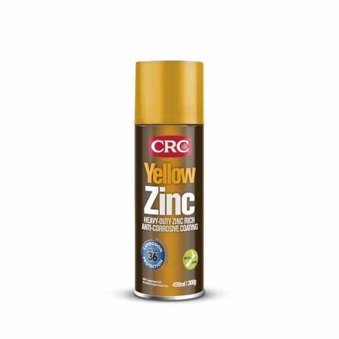 CRC Coloured Zinc 400ml - Yellow 2098 - Heavy-duty zinc rich anti-corrosive coating in a spray can.