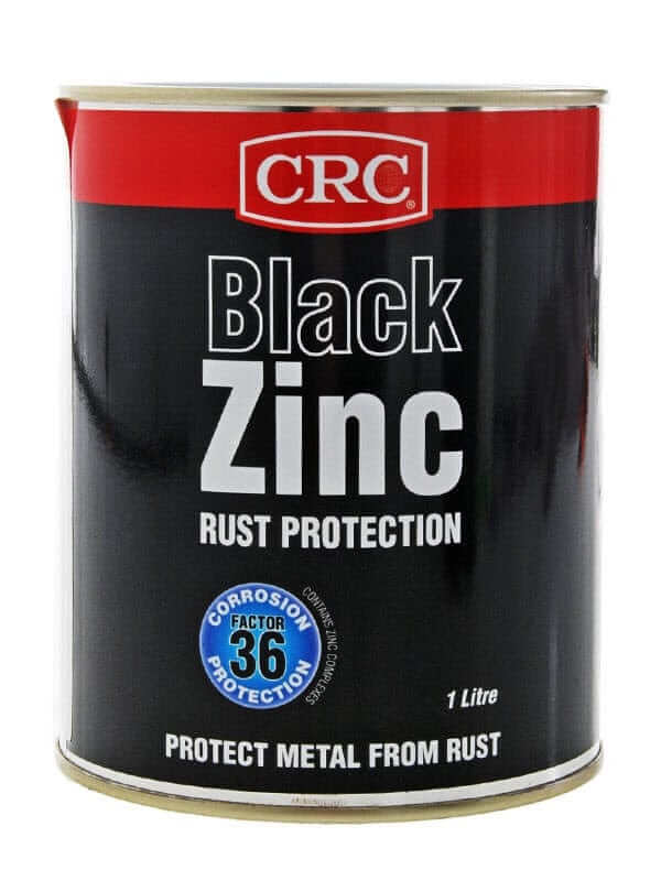 CRC Coloured Zinc Can 1L - Black 2189 - Heavy-duty rust protection in a satin black finish.