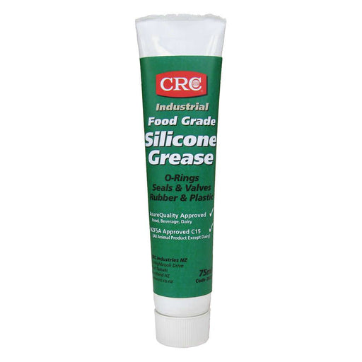 CRC Food Grade Silicone Grease Tube 75ml for lubricating and waterproofing o-rings and rubber parts in food processing.