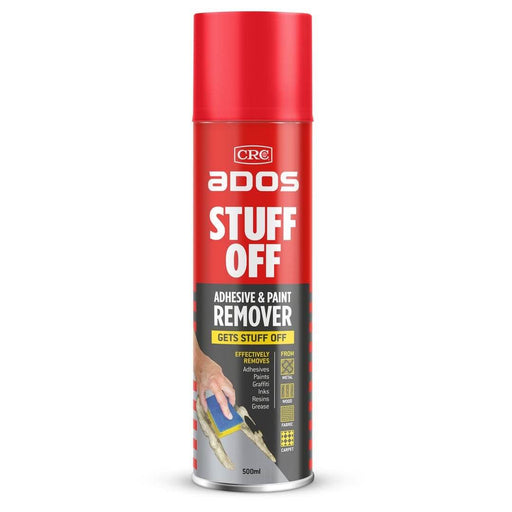 CRC Stuff Off Adhesive Remover 500ml  8270 can removes adhesives, paints, graffiti, and grease effectively.