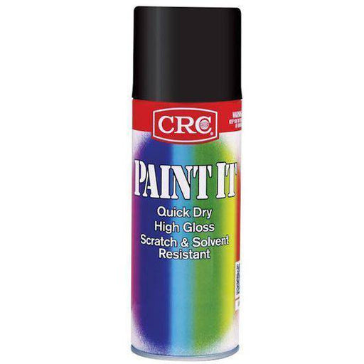 CRC Paint It Black Gloss 400ml 3377 spray can featuring quick-dry and high-gloss enamel paint.