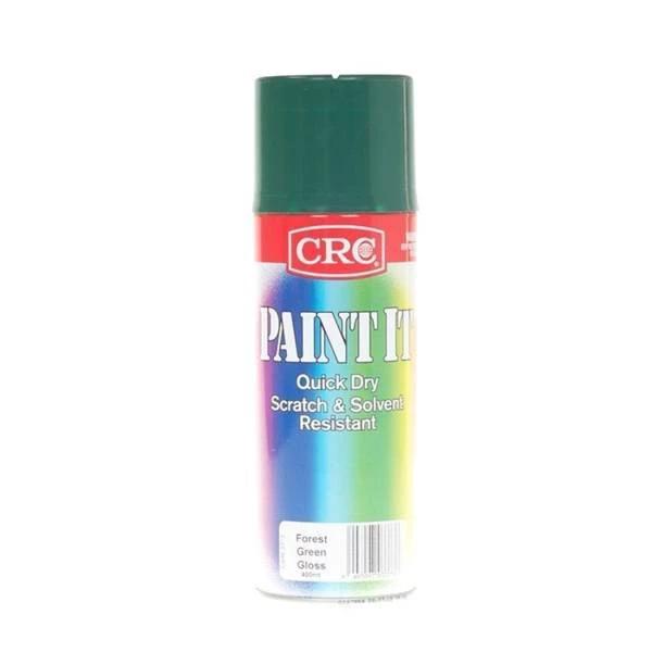 CRC Paint It Forest Green 400ml spray paint can with quick-drying and scratch-resistant features.
