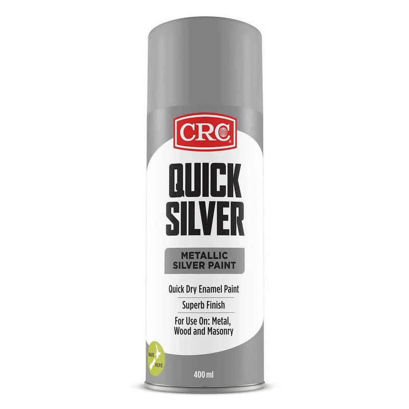 CRC Quicksilver Paint Aerosol 400ml 5117 - Quick dry metallic silver paint for metal, wood, and masonry projects.