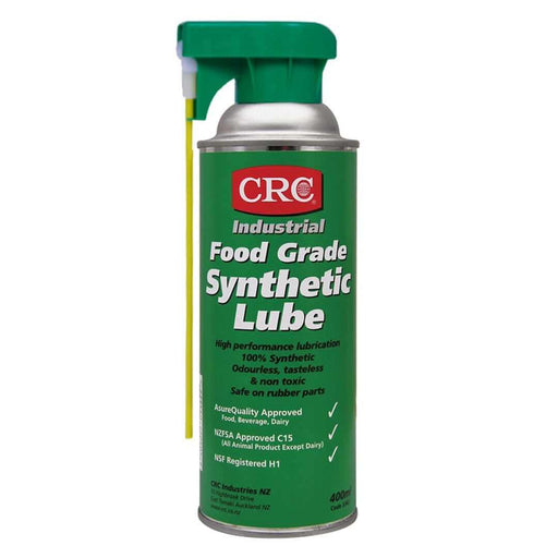 CRC Food Grade Synthetic Lube Aerosol 400ml 3362 in a spray can, designed for high performance lubrication.