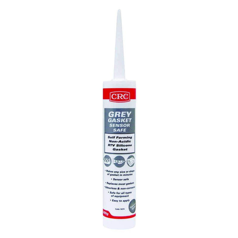 CRC Grey RTV Gasket Sensor Cartridge 300g in a tube, ideal for high torque applications and replacing various gasket types.