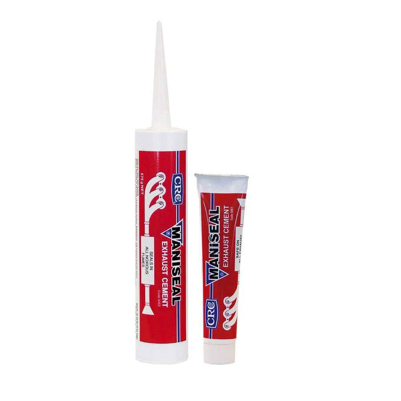 CRC Maniseal Exhaust Cement Brown Tube 145g products in red packaging for exhaust sealing and repair