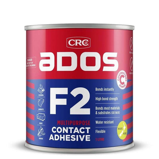 CRC F2 Contact Adhesive Can 1L - multipurpose adhesive with high bond strength and flexible, water-resistant properties.