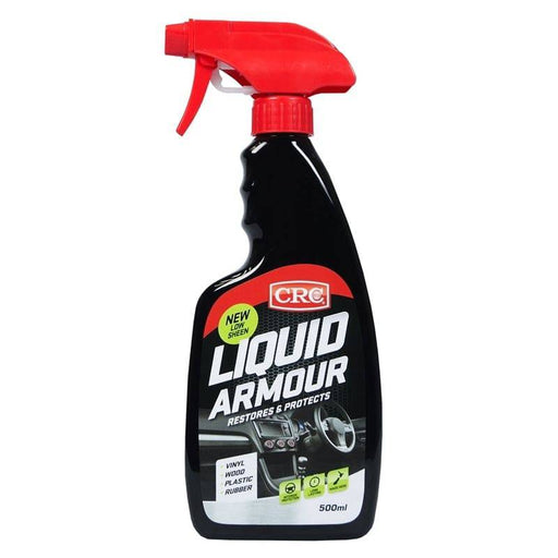 CRC Liquid Armour Trigger 500ml spray bottle for restoring and protecting surfaces like vinyl, wood, and plastic.