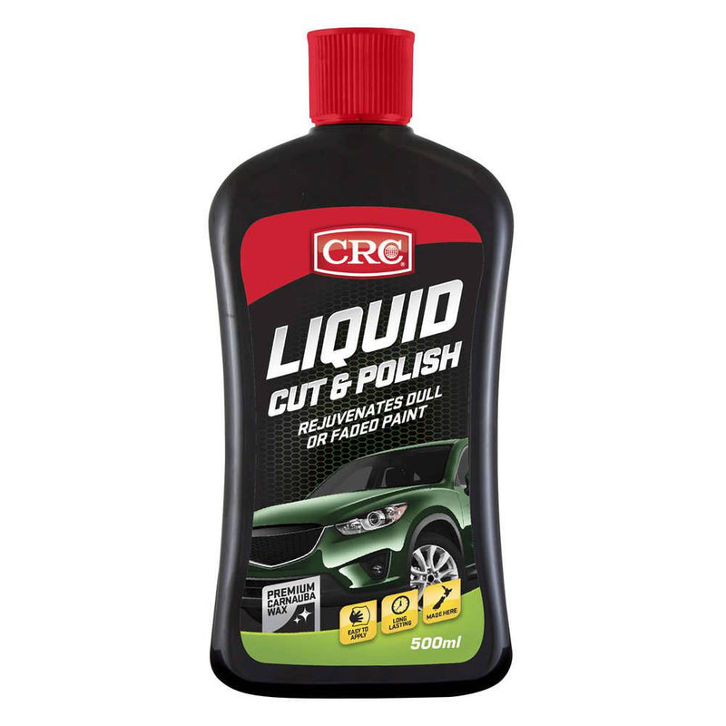 CRC Liquid Cut and Polish Bottle 500ml for rejuvenating and restoring dull car paint to a rich gloss.
