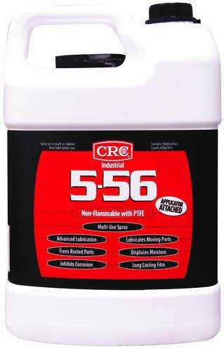 CRC 5.56 Industrial Multipurpose Lubricant 4L container with PTFE and applicator attached.
