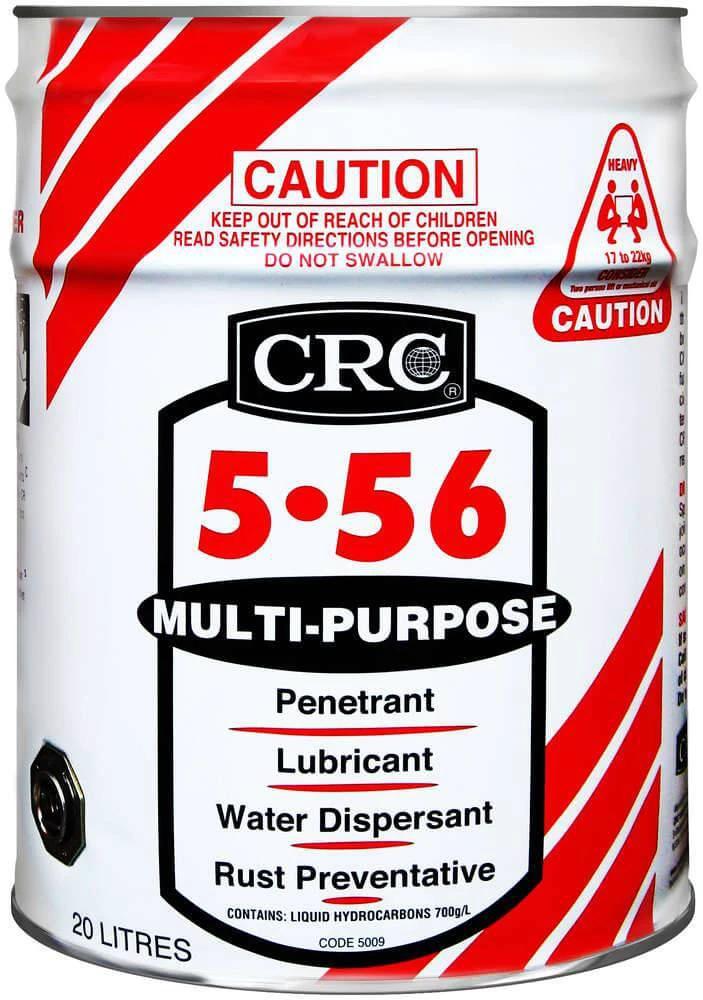 CRC 5.56 Multipurpose Lubricant 20L 5009 can featuring penetrating, lubricating, and rust preventative properties.