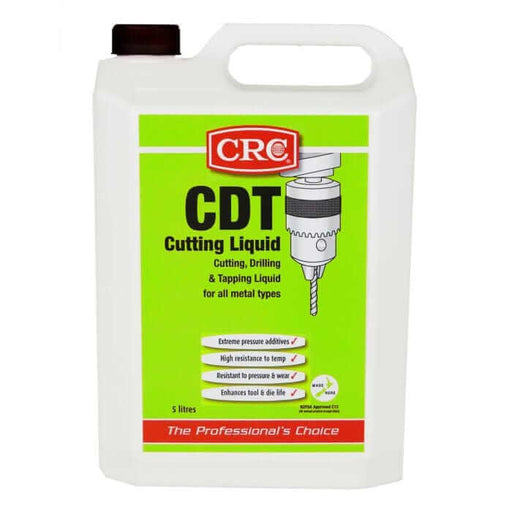 CRC CDT Cutting Liquid 5L 3068 in a 5-liter container, ideal for cutting, drilling, and tapping on metals.