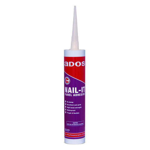 CRC ADOS Nail It Panel Adhesive 345g tube with nozzle, ideal for waterproof bonding and flexible adhesion.