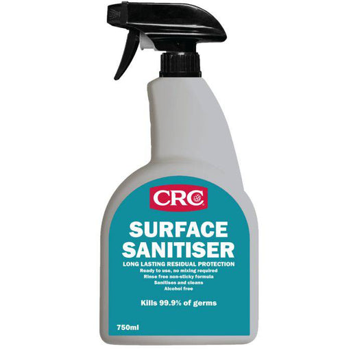 CRC Surface Sanitiser 750mls spray bottle, effective against viruses and bacteria, ready to use.